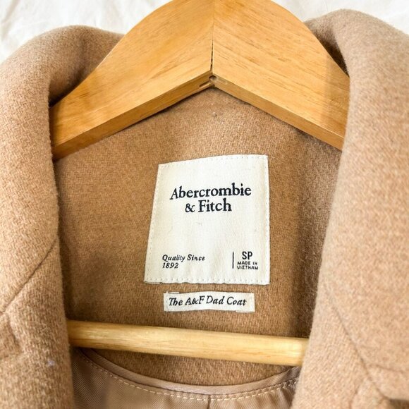 Abercrombie & Fitch Wool Blend Dad Coat Beige Tan Women’s Small Petite - Picture 6 of 10